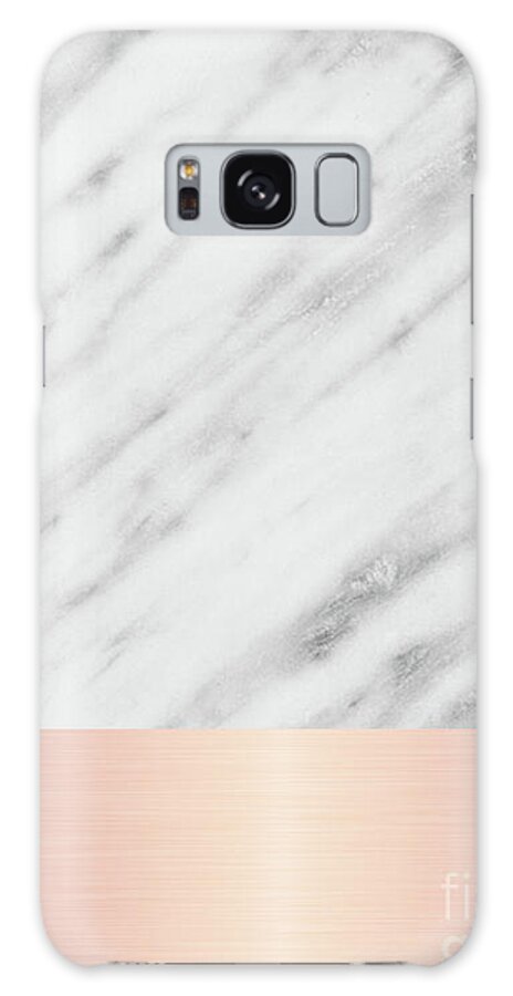 Marble Galaxy S8 Case featuring the mixed media Real Italian Marble and Pink by Emanuela Carratoni