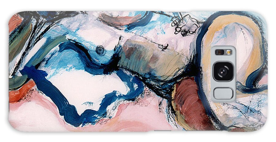 Mixed-media Galaxy Case featuring the painting Reclining Multi-Coloured Gestural Nude by Kerryn Madsen-Pietsch
