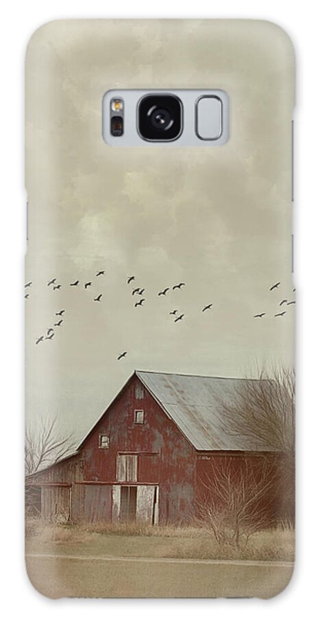 Nebraska Galaxy Case featuring the photograph Red Barn and Cranes by Debra Boucher