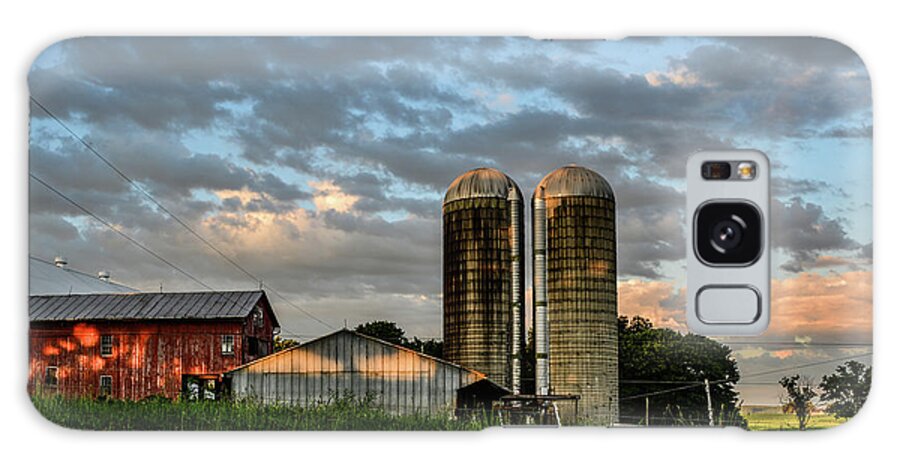 Farm Galaxy Case featuring the photograph Red Barn Shadows and Clouds by Tana Reiff