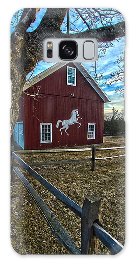 Red Barn Galaxy Case featuring the photograph Red Barn with White Horse by Robert Seifert