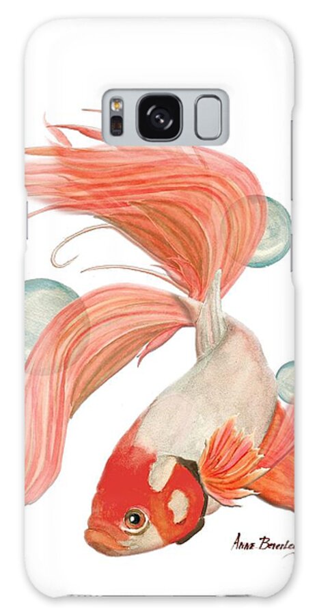Fish Galaxy Case featuring the painting Red Beta Fish by Anne Beverley-Stamps