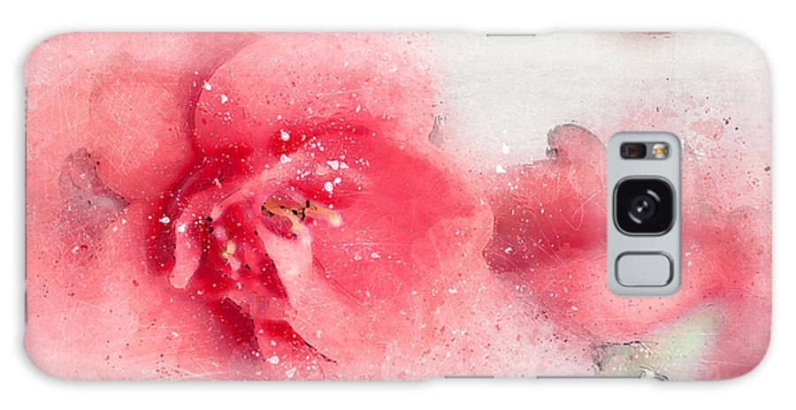 Red Lower Plant Nature Peggy Cooper Hendon Cooperhouse Flower Floral Delicate Water Color Effect Galaxy Case featuring the digital art Red Crystal 2 by Peggy Cooper-Hendon