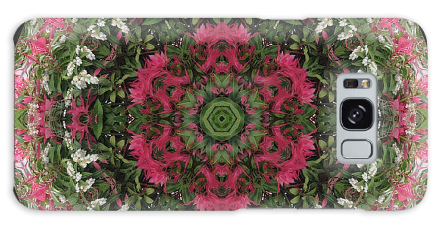 Red Flowers Galaxy Case featuring the digital art Red Flower Faces Kaleidoscope by Julia L Wright