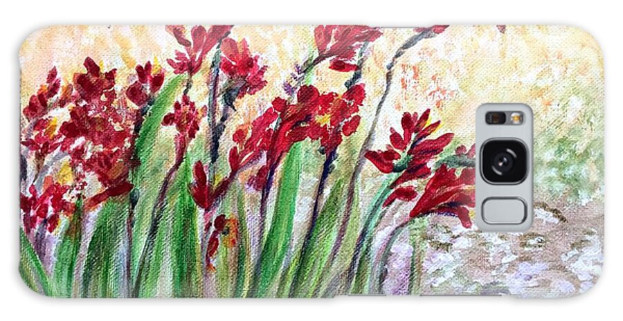 Red Flowers Galaxy Case featuring the painting Red Flowers by Deb Stroh-Larson