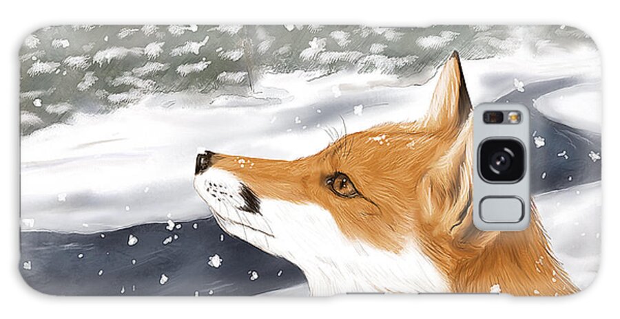 Fox Galaxy Case featuring the digital art Red Fox in Snow by Brandy Woods