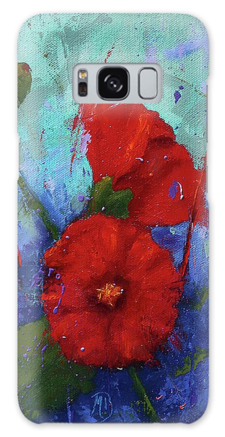 Floral Art Galaxy Case featuring the painting Red Hollyhocks by Monica Burnette
