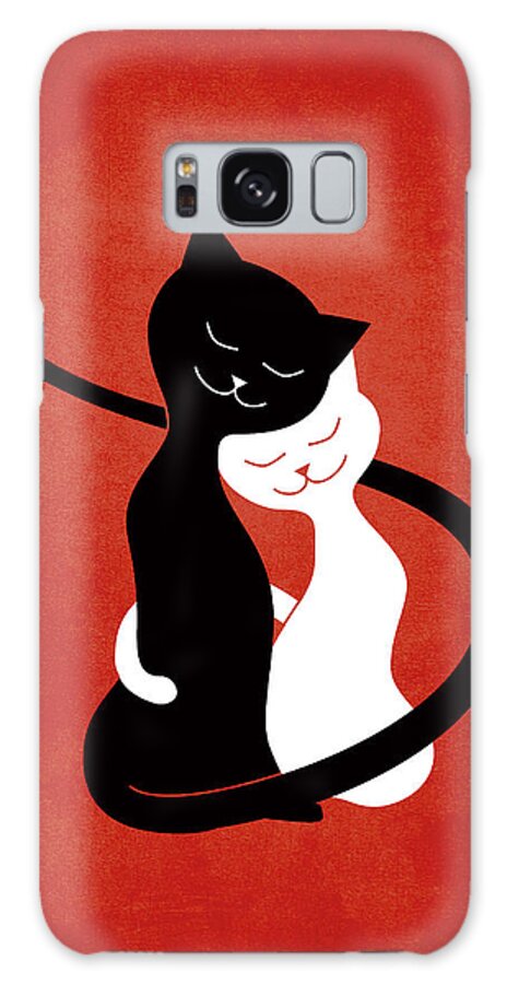 Cats Galaxy Case featuring the digital art Red Hugging Love Cats by Boriana Giormova