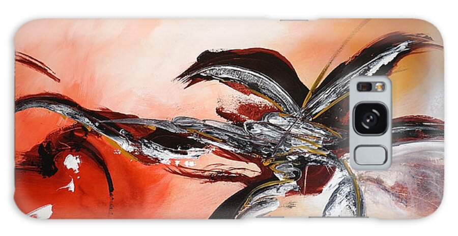 Abstract Galaxy Case featuring the painting Red Ikebana by Theresa Marie Johnson