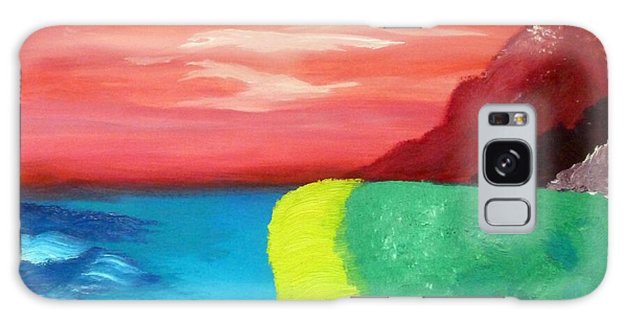 Red Galaxy Case featuring the painting Red mountain by the sea by Francesca Mackenney