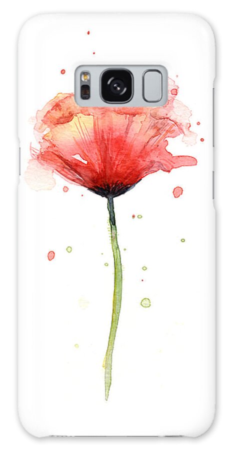 Watercolor Poppy Galaxy Case featuring the painting Red Poppy Watercolor by Olga Shvartsur