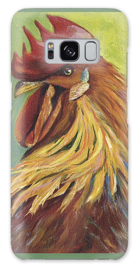 Rooster Galaxy Case featuring the painting Red Rooster Portrait by Donna Tucker