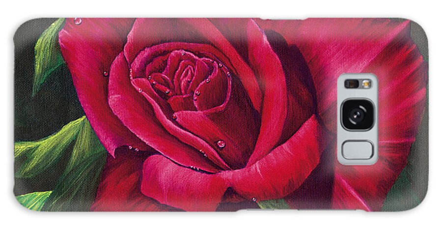 Rose Galaxy Case featuring the painting Red Rose by Nancy Cupp
