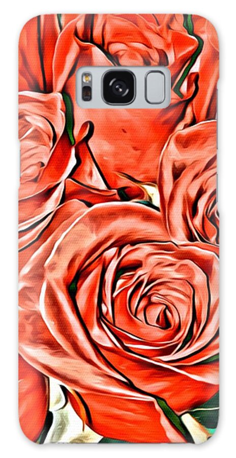 Red Roses Galaxy Case featuring the painting Red Roses by Marian Lonzetta