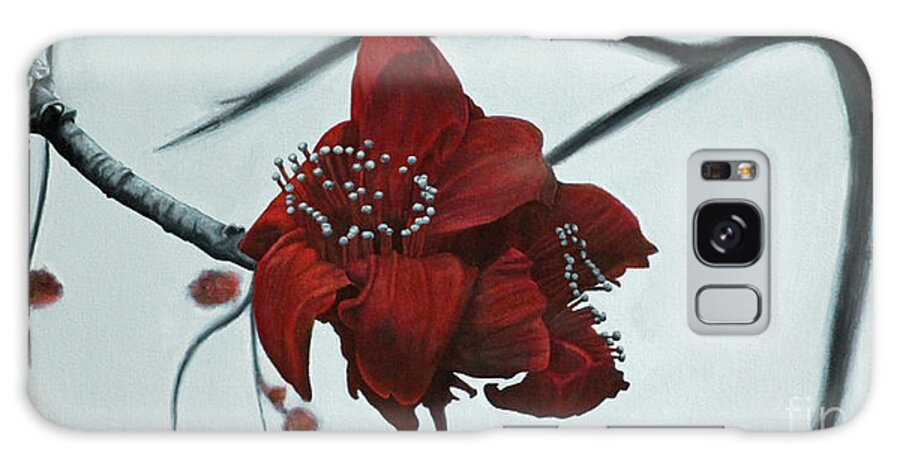 Flower Galaxy S8 Case featuring the painting Red Silk Cotton Flower by Jennifer Watson