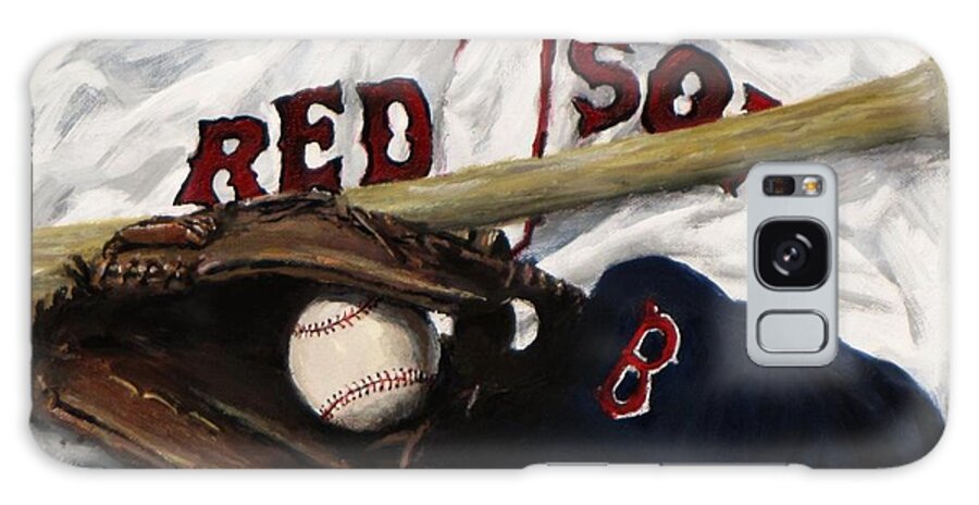 Baseball Galaxy Case featuring the painting Red Sox number nine by Jack Skinner