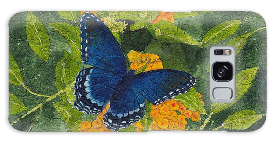 Butterfly Galaxy S8 Case featuring the painting Red Spotted Purple Butterfly Batik by Conni Schaftenaar