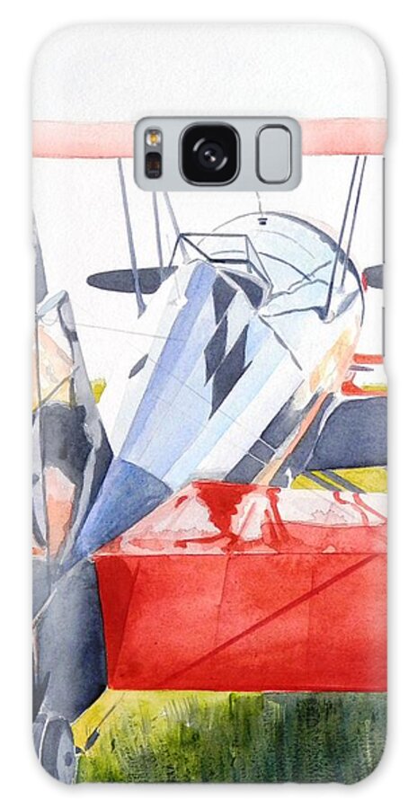 Biplane Galaxy Case featuring the painting Reflection on Biplane by John Neeve