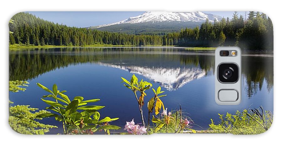 Flowers Galaxy Case featuring the photograph Reflection Of Mount Hood In Trillium by Craig Tuttle