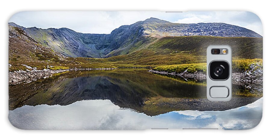 Black Galaxy Case featuring the photograph Reflection of the Macgillycuddy's Reeks in Lough Eagher by Semmick Photo