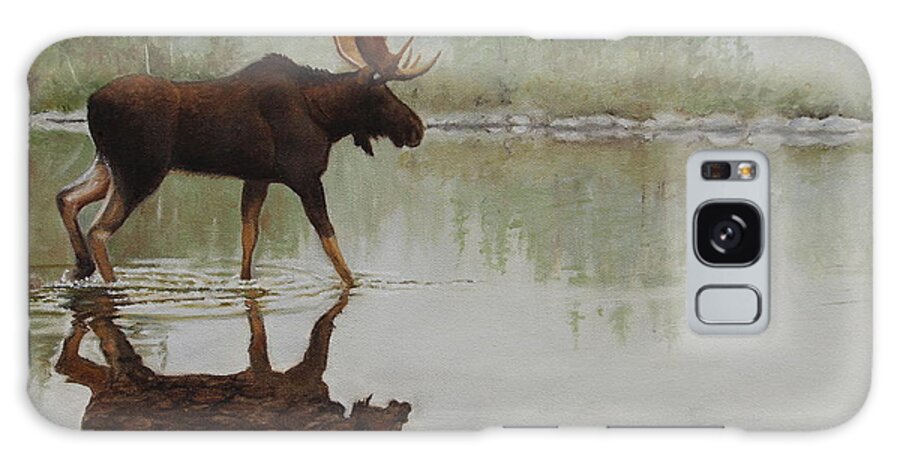 Moose Galaxy Case featuring the painting Reflection On The Rocks by Tammy Taylor