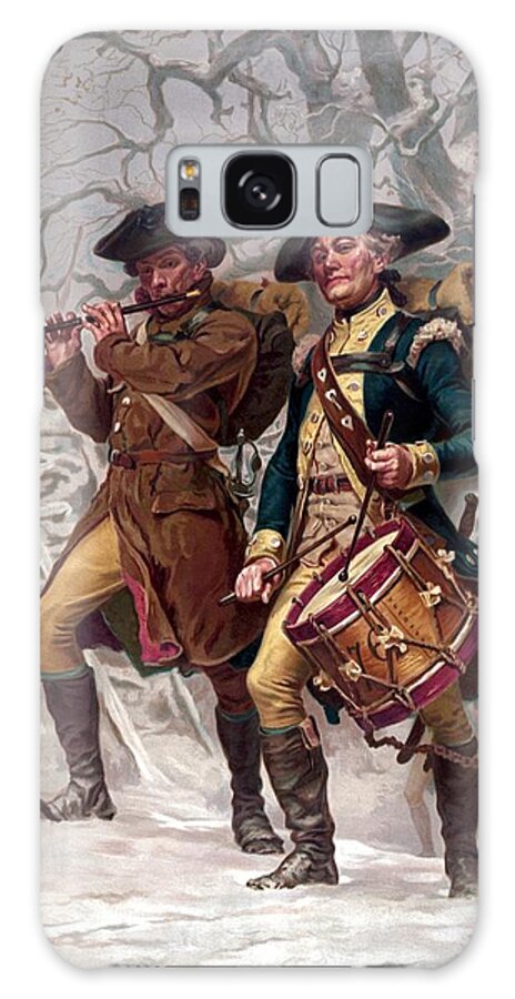 Minutemen Galaxy Case featuring the painting Revolutionary War Soldiers Marching by War Is Hell Store