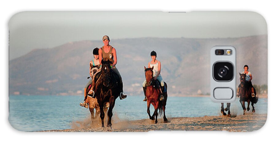 Horse Horseback Riding Galaxy Case featuring the photograph Riders on the Beach by Rich S