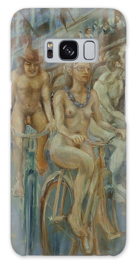 Nudes Galaxy Case featuring the painting Riding passed Le Meridien in June by Peregrine Roskilly