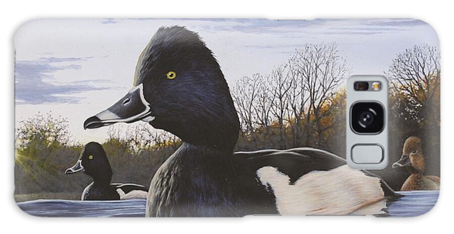 Ring Necked Duck Galaxy Case featuring the painting Ring-necked Duck II by Anthony J Padgett