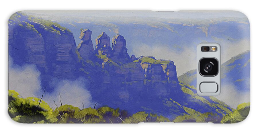The Three Sisters Galaxy Case featuring the painting Rising Mist Three Sisters Australia by Graham Gercken