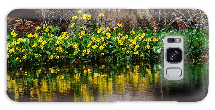River And Flowers Closeup Galaxy Case featuring the photograph River and Flowers Closeup by Warren Thompson