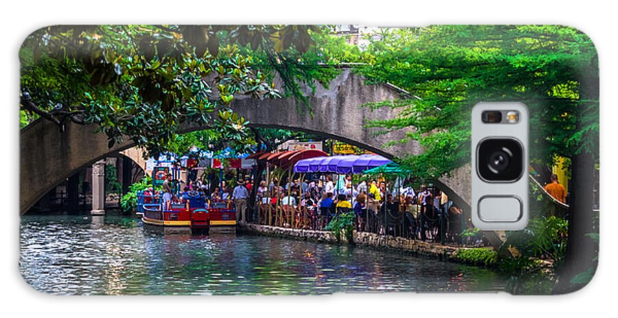 Arched Bridge Galaxy Case featuring the photograph River Walk Dining by Ed Gleichman