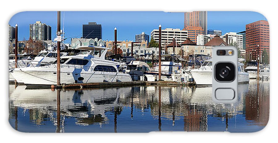 Portland Oregon Riverplace Marina Downtown Waterfront Sun Sunny Morning Clear Skies Galaxy Case featuring the photograph Riverplace Marina by Patrick Campbell