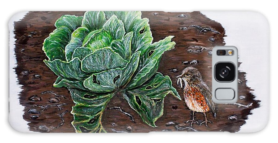 Robin Galaxy S8 Case featuring the painting Robin in the Gardin by Judy Kirouac