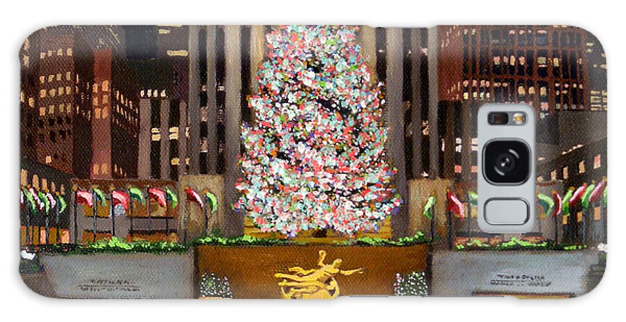 Christine Hopkins Galaxy Case featuring the painting Rockefeller Center - New York City by Christine Hopkins