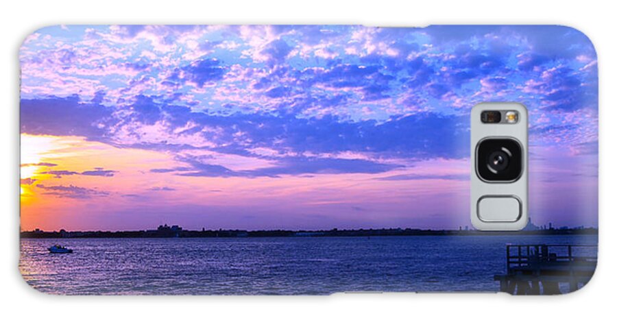 Rockaway Point Galaxy Case featuring the photograph Rockaway Point Dock Sunset Violet Orange by Maureen E Ritter
