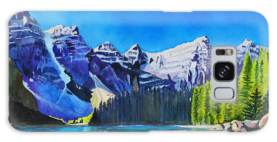 Rocky Mountains Galaxy Case featuring the painting Rocky Mountain Sunrise by John W Walker