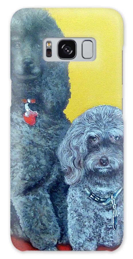 Pet Portrait Galaxy Case featuring the painting Roger and Bella by Tom Roderick