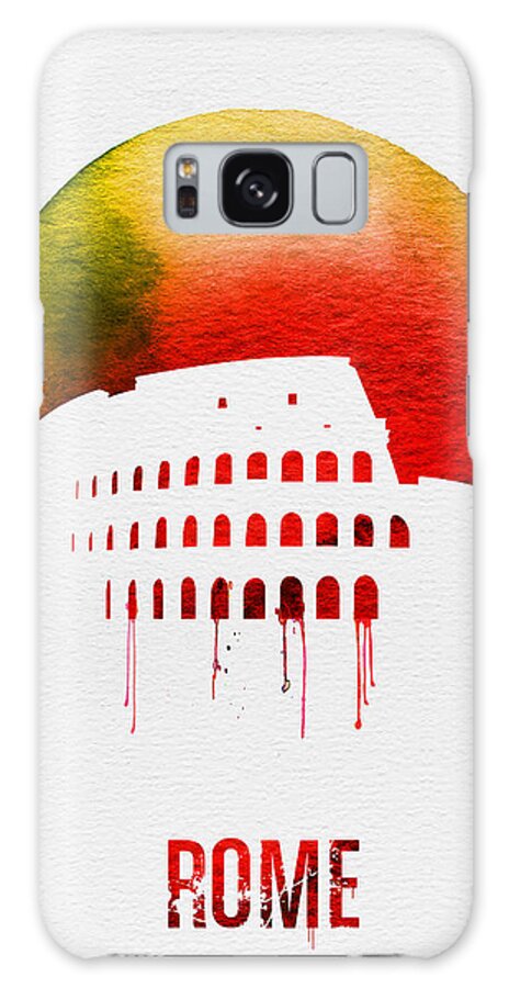 Rome Galaxy Case featuring the painting Rome Landmark Red by Naxart Studio