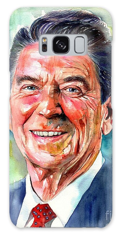 Ronald Galaxy Case featuring the painting Ronald Reagan watercolor by Suzann Sines