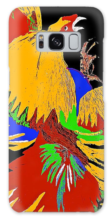 Rooster Galaxy Case featuring the painting Rooster Fight by Saundra Myles