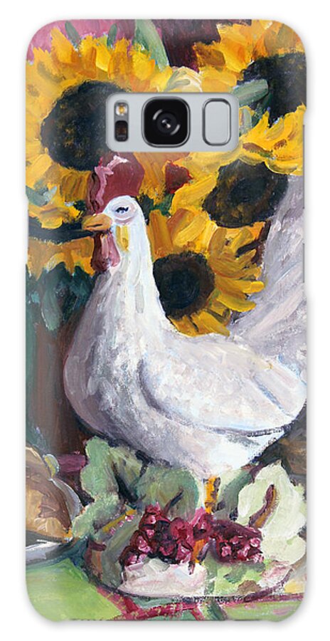 Rooster Galaxy Case featuring the painting Rooster with Sunflowers by Candace Lovely
