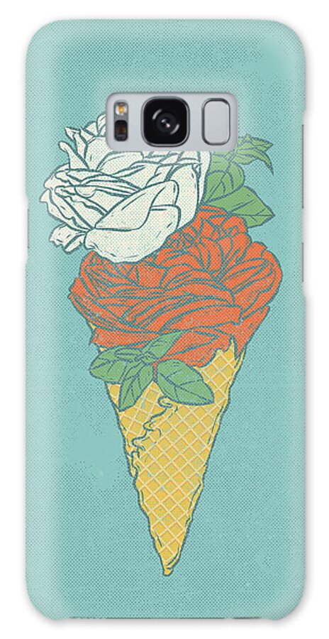 Pink Galaxy Case featuring the digital art Rose ice cream by Evgenia Chuvardina