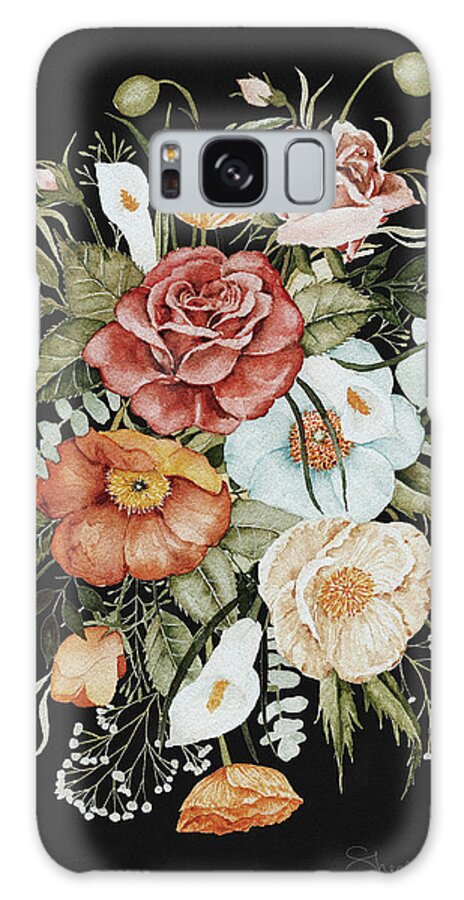 Florals Galaxy Case featuring the painting Roses and Poppies Bouquet by Shealeen Louise