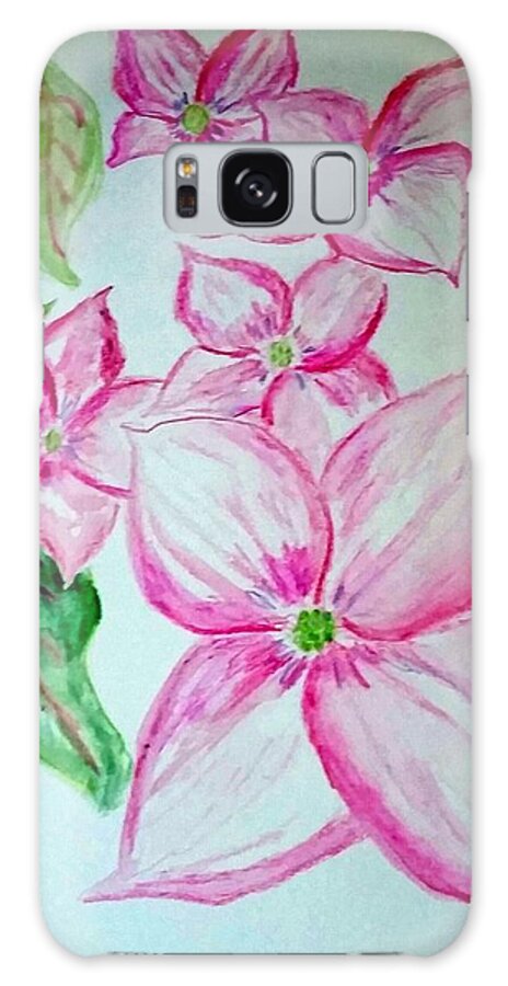 Watercolor Galaxy Case featuring the painting Rosy Teacups Dogwood Painting by Stacie Siemsen