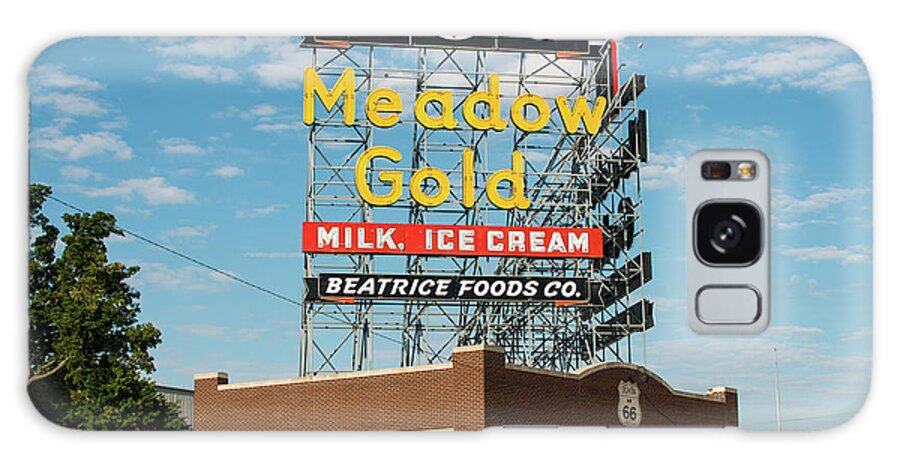 America Galaxy Case featuring the photograph Route 66 Tulsa Meadow Gold Vintage Sign by Gregory Ballos