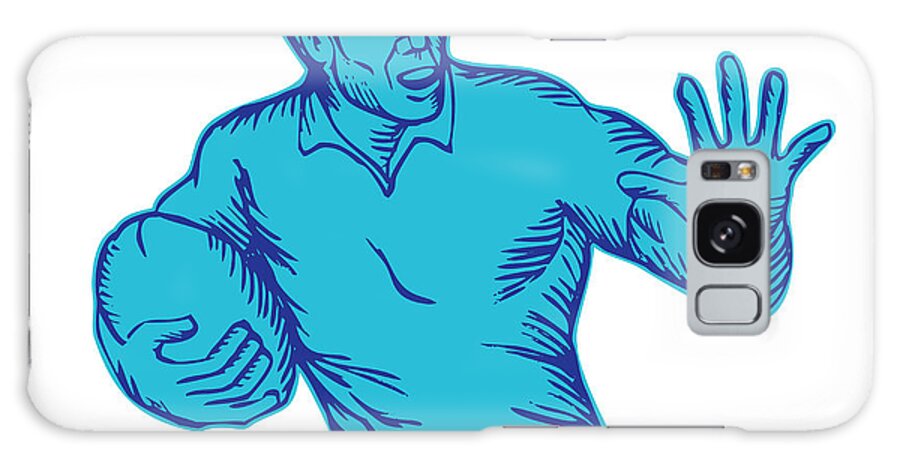 Etching Galaxy Case featuring the digital art Rugby Player Running Fending Etching by Aloysius Patrimonio