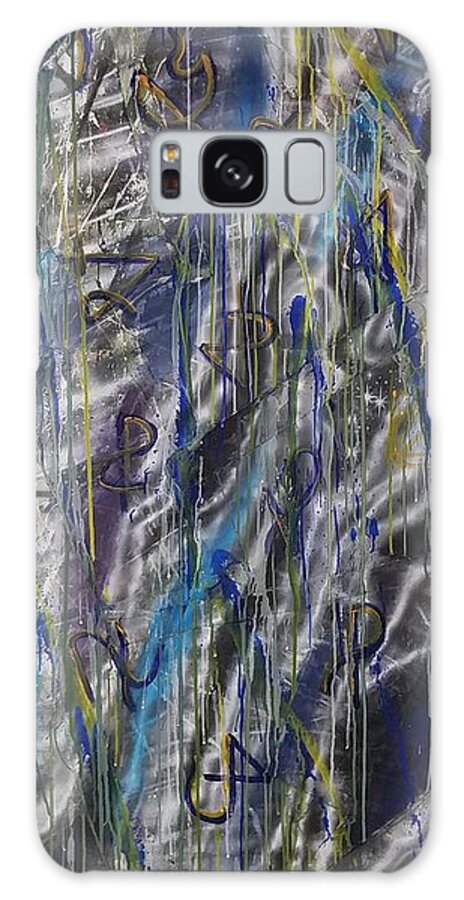 Fabric Galaxy Case featuring the painting Running with the fabric of space by Leigh Odom