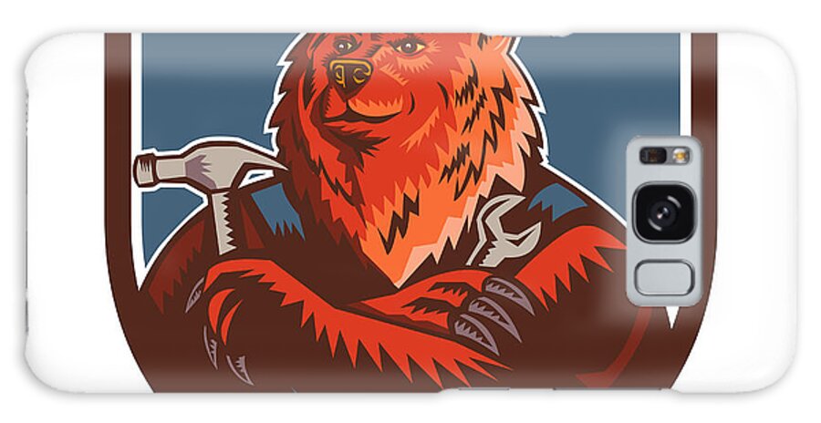 Bear Galaxy S8 Case featuring the digital art Russian Bear Builder Handyman Crest Woodcut by Aloysius Patrimonio