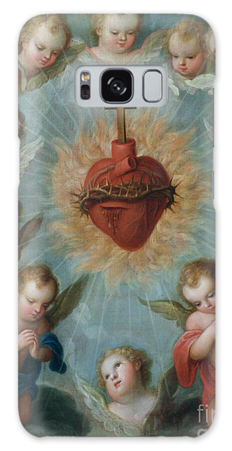 Thorns Galaxy Case featuring the painting Sacred Heart of Jesus surrounded by angels by Jose de Paez
